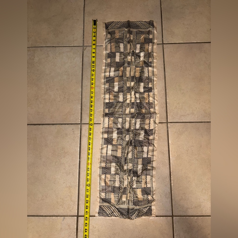 Vintage Sally Gee Silk Rayon Blend Geometric Patchwork Scarf
